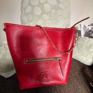 Dooney and Burke Small Hobo Crossbody Red Leather Shoulder Bag